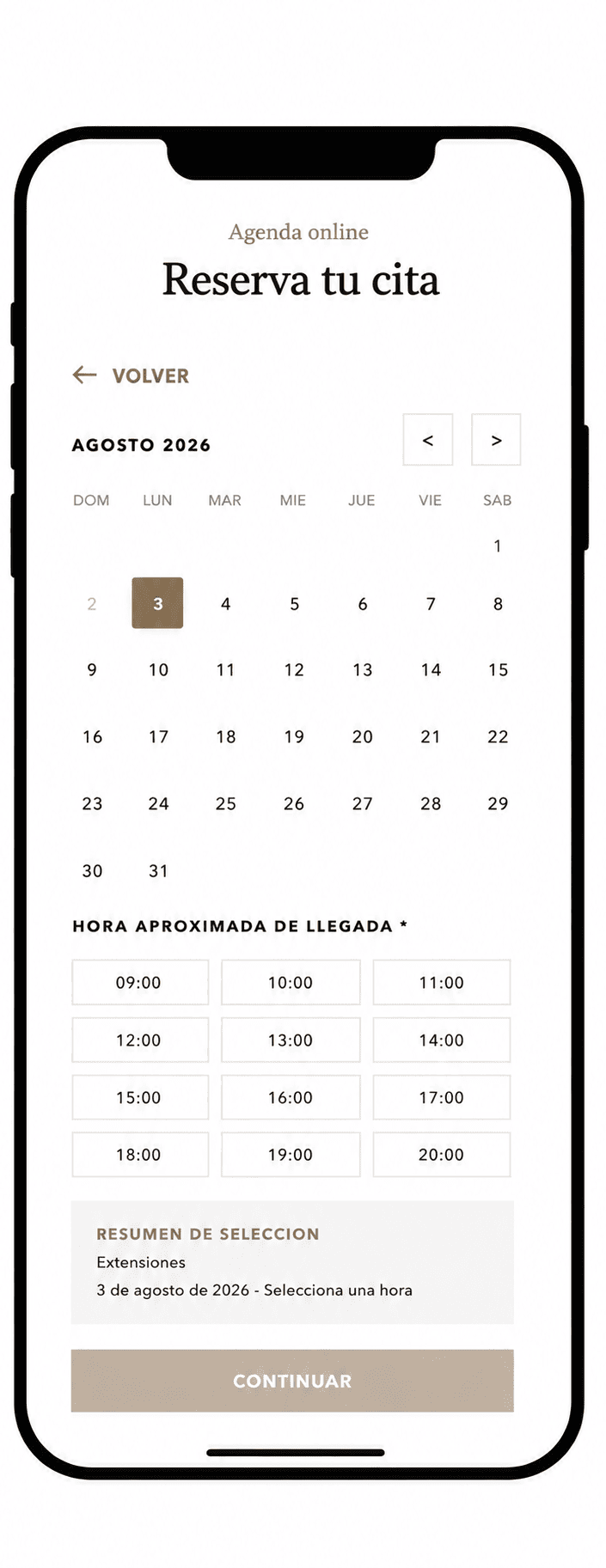 Vista de Reservas online